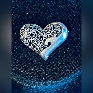 Jezlaine Sterling Silver Heart Brooch Pin